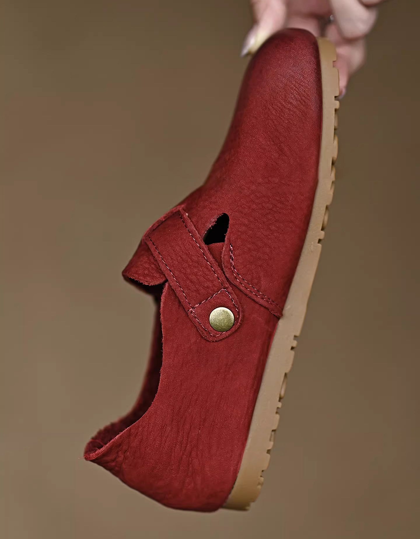 Real Leather Women's Soft Soles Comfortable Clogs Red — Obiono