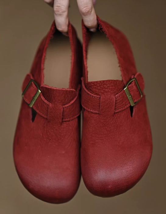 Real Leather Women's Soft Soles Comfortable Clogs Red April Shoes Collection 2026 88.88 