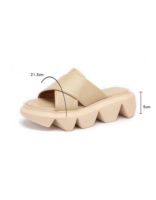 Retro Leather Stylish Gear Sole Summer Slippers