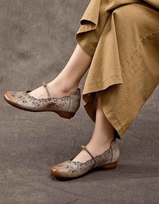 Summer Retro Low Heel Round Toe Comfortable Flat Pumps Shoes, Obiono Aug Shoes Collection 2026, 87.90