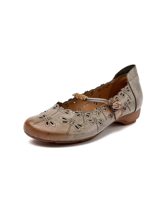 Summer Retro Low Heel Round Toe Comfortable Flat Pumps Shoes, Obiono Aug Shoes Collection 2026, 87.90