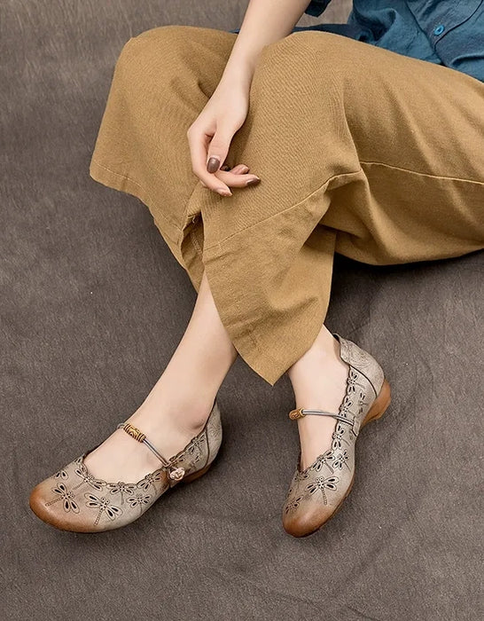 Summer Retro Low Heel Round Toe Comfortable Flat Pumps Shoes, Obiono Aug Shoes Collection 2026, 87.90