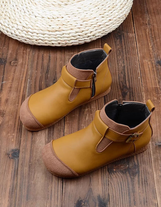 Botas de invierno de terciopelo hechas a mano con suela suave estilo retro | Obiono
