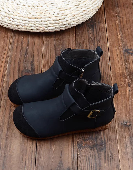 Botas de invierno de terciopelo hechas a mano con suela suave estilo retro | Obiono