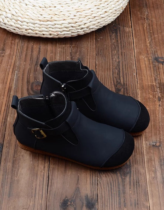 Botas de invierno de terciopelo hechas a mano con suela suave estilo retro | Obiono