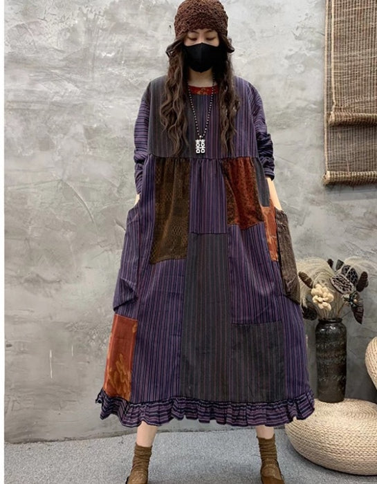 Round Neck Pullover Long Sleeve Loose Dress