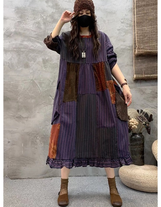 Round Neck Pullover Long Sleeve Loose Dress