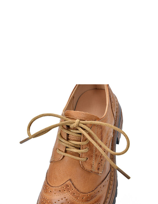 Round Toe Brogue Style Oxford Shoes