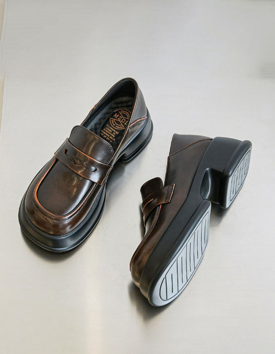 Round Toe Chunky Mary Janes Loafers for Women