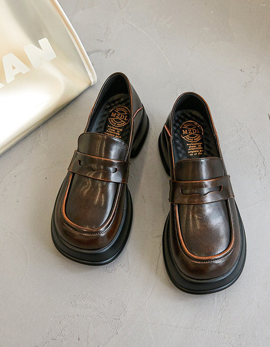 Round Toe Chunky Mary Janes Loafers for Women