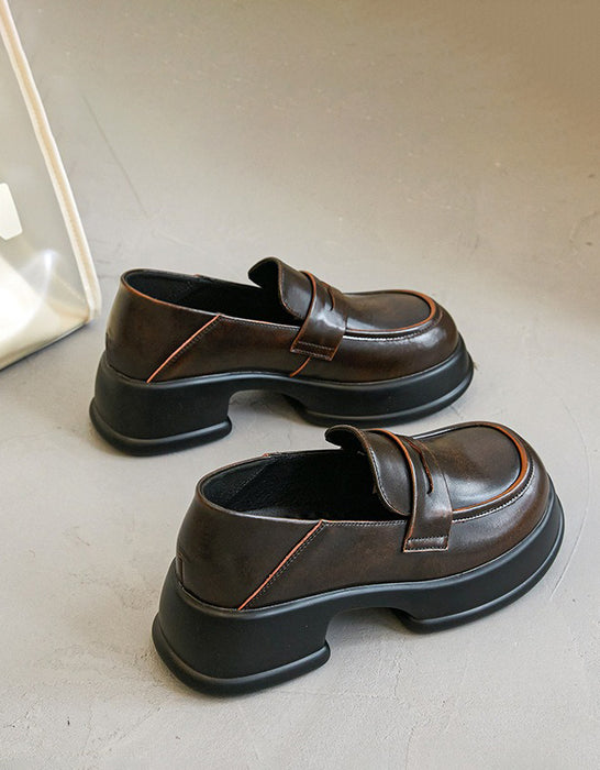 Round Toe Chunky Mary Janes Loafers for Women