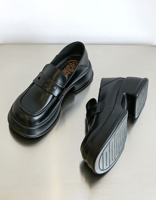 Round Toe Chunky Mary Janes Loafers for Women