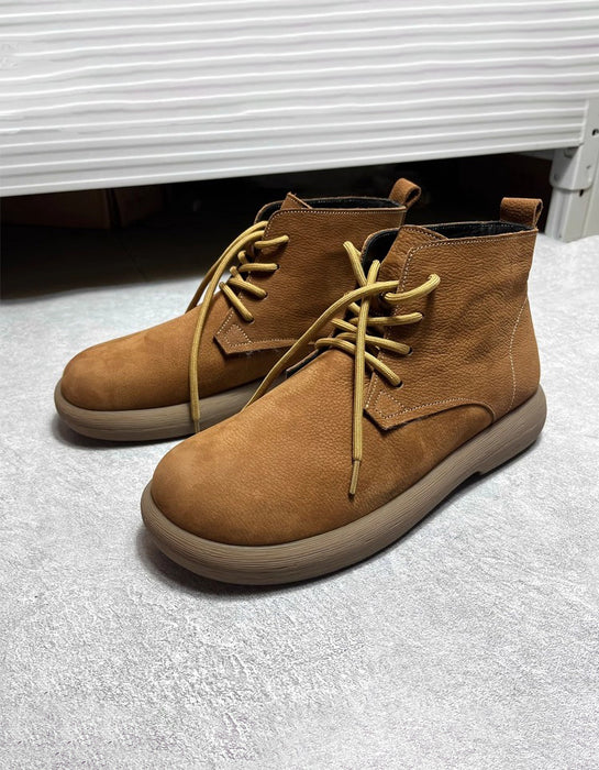 Round Toe Comfortable Lace-up Ankle Boots for Men 38-44