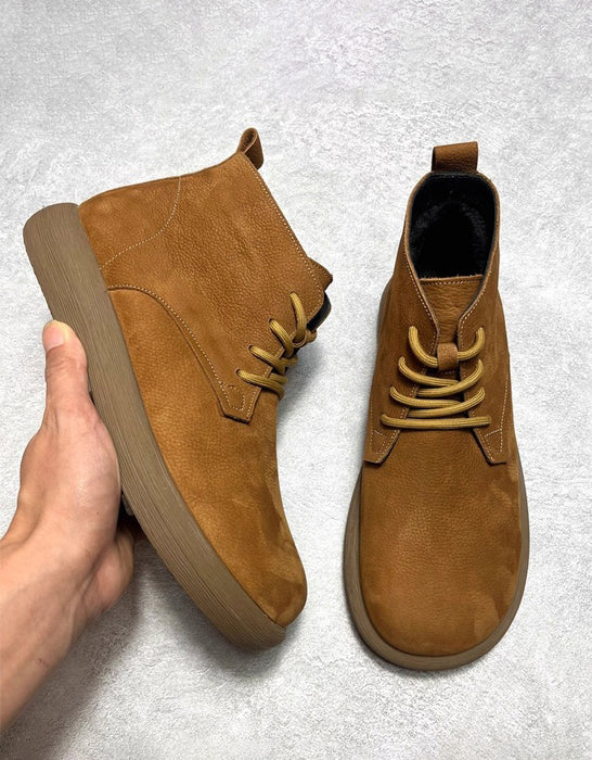 Round Toe Comfortable Lace-up Ankle Boots for Men 38-44