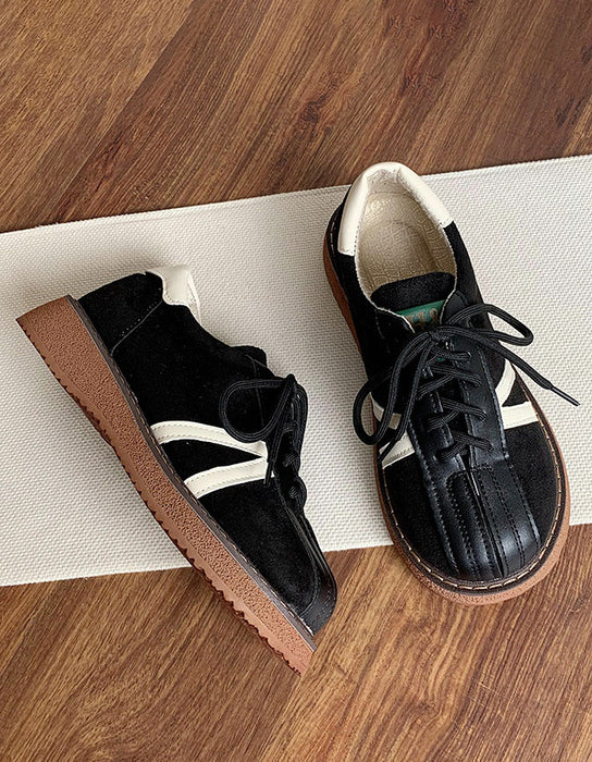 Round Toe Comfortable Lace-up Casual Flat Shoes Black Jan Shoe Collection 2026 78.00