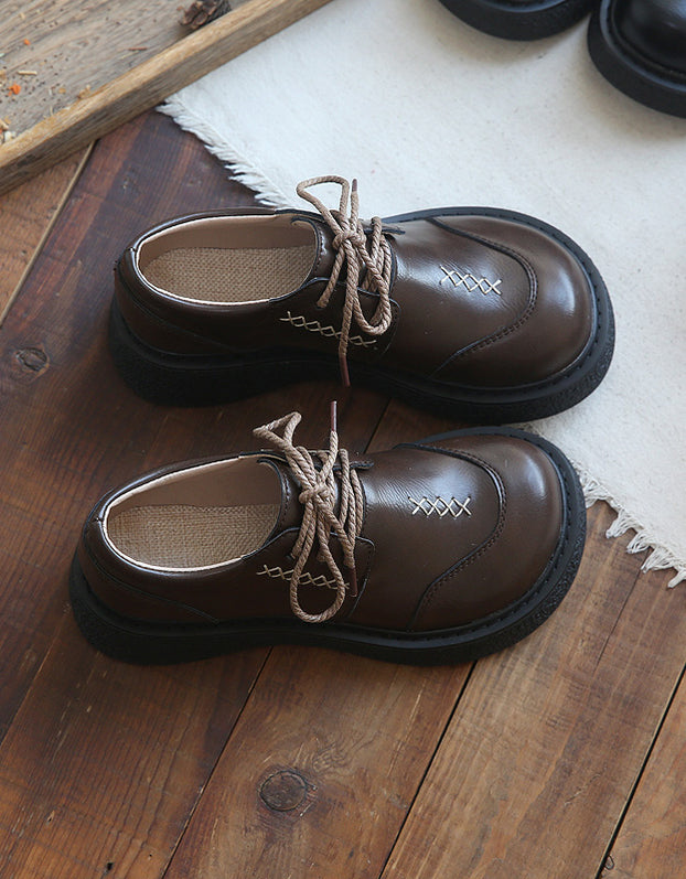 Round Toe Comfortable Lace-up Wide Toe Box Shoes — Obiono