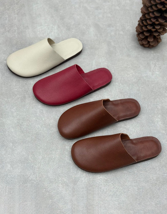 Obiono Round Toe Comfortable Soft Sole Leather Mules SlippersJuly Shoes Collection 2026 69.99