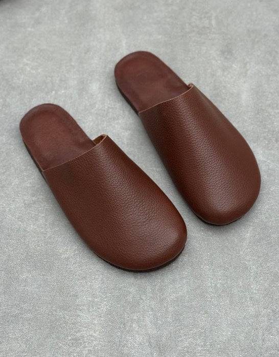 Obiono Round Toe Comfortable Soft Sole Leather Mules SlippersJuly Shoes Collection 2026 69.99