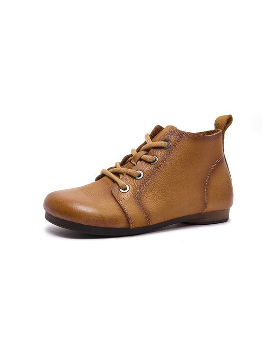 Round Toe Soft Soles Retro Leather Ankle Boots