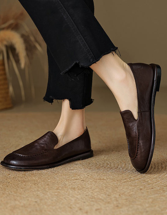 Sheepskin Handmade Leather Loafers for Women 34-43