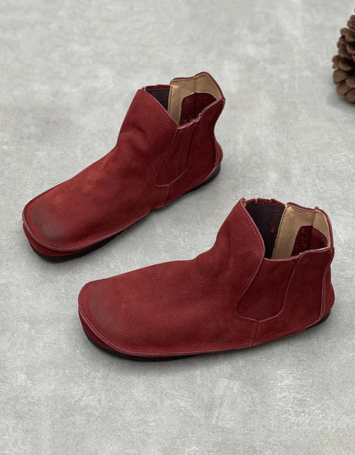 Side Elastic Soft Leather Comfort Handmade Retro Flat Boots Jan Shoe Trends 2026 82.00