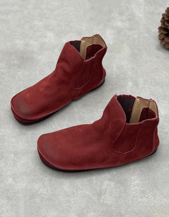 Side Elastic Soft Leather Comfort Handmade Retro Flat Boots Jan Shoe Trends 2026 82.00