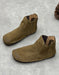 Side Elastic Soft Leather Comfort Handmade Retro Flat Boots Khaki Jan Shoe Trends 2026 82.00