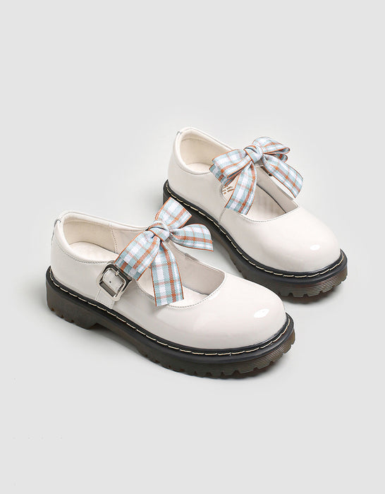 Smooth Leather Bowknot Mary Jane Shoes