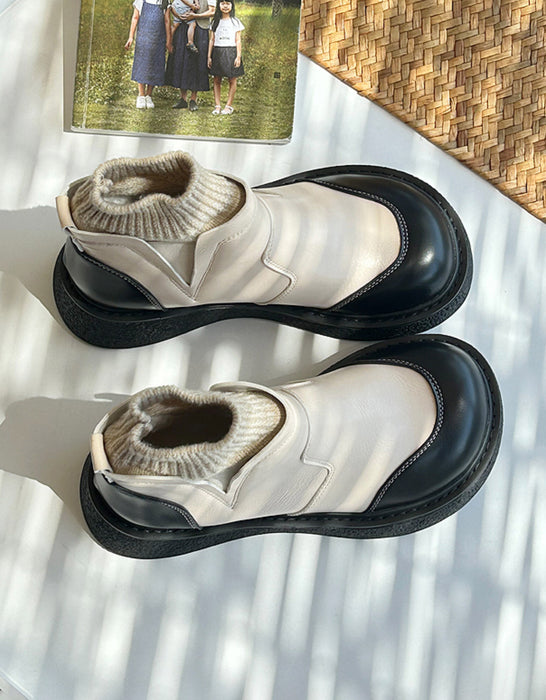 Retro Leather Wide Toe Box Winter Boots — Obiono