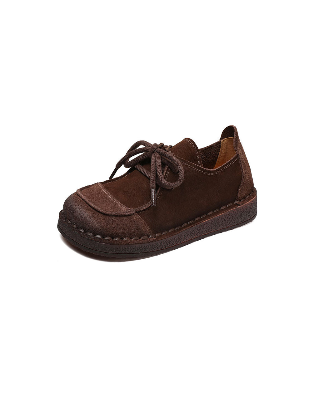 Soft Leather Lace-up Handmade Retro Flat Shoes — Obiono