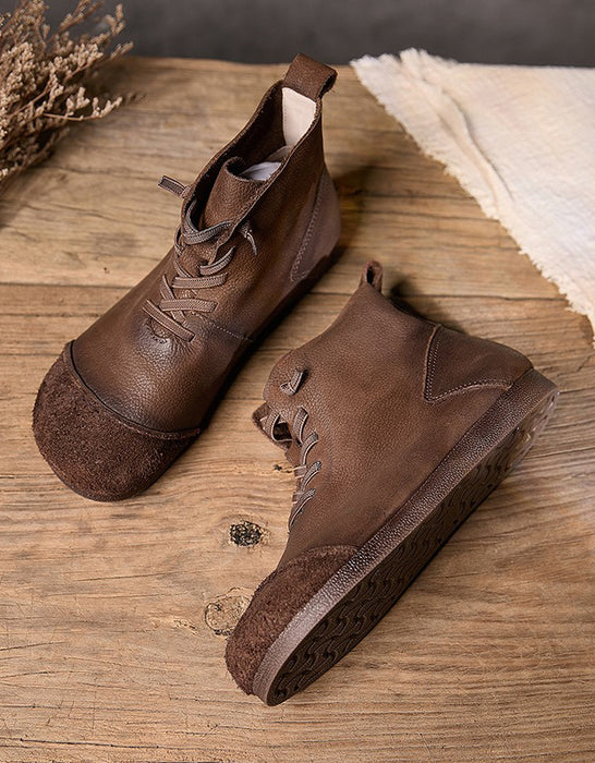 Bottes d'automne en cuir souple pour femmes de style japonais