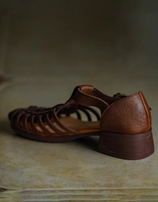 Spart Style T-strap Vintage Close Toe Sandals