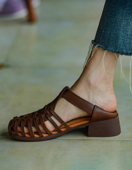 Spart Style T-strap Vintage Close Toe Sandals