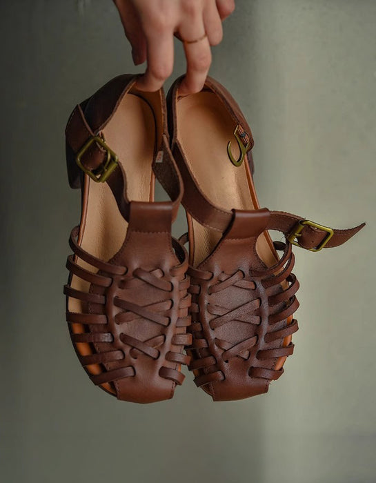 Spart Style T-strap Vintage Close Toe Sandals