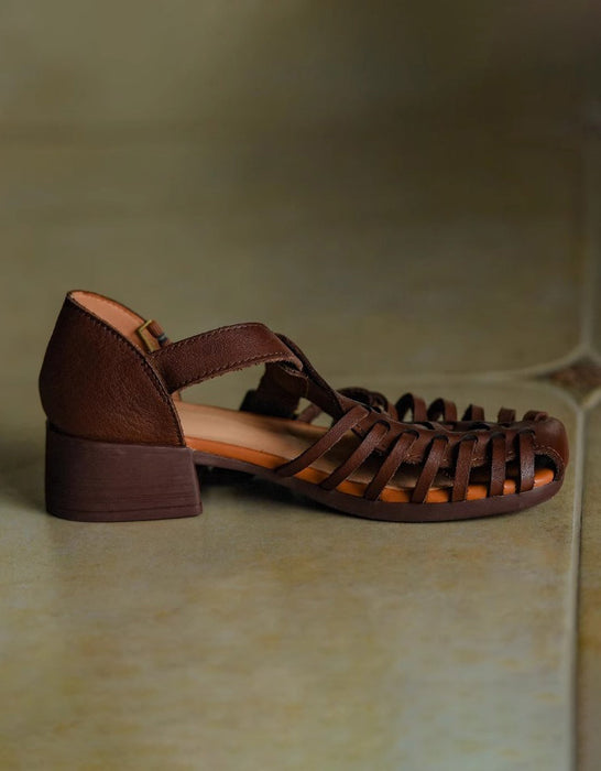 Spart Style T-strap Vintage Close Toe Sandals