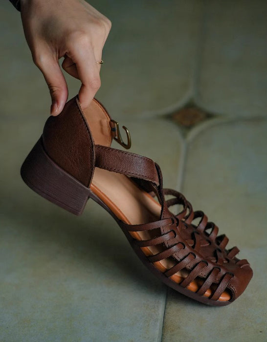 Spart Style T-strap Vintage Close Toe Sandals