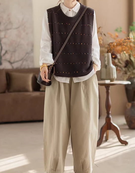 Spring Autumn Round Neck Sleeveless Loose Sweater Vest Feb New In 2026 42.00