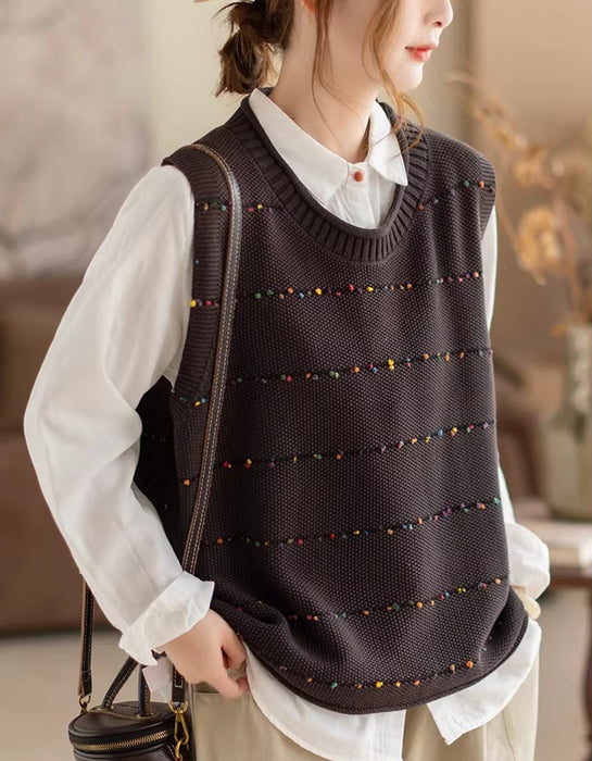 Spring Autumn Round Neck Sleeveless Loose Sweater Vest Feb New In 2026 42.00