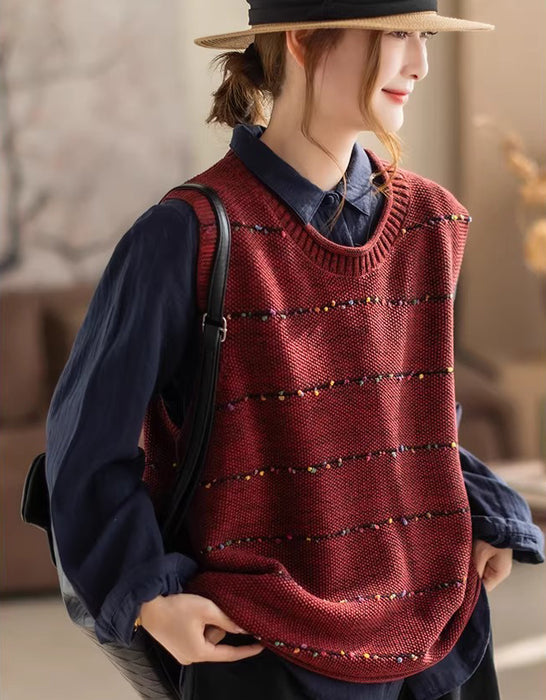 Spring Autumn Round Neck Sleeveless Loose Sweater Vest Feb New In 2026 42.00