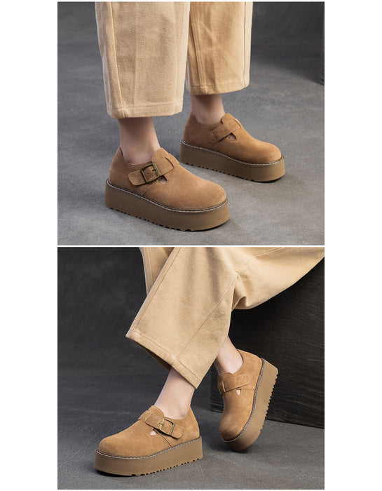 Spring Autumn Suede Platform Shoes 35 / Brown Spring Autumn Suede Platform Shoes 35 / Brown