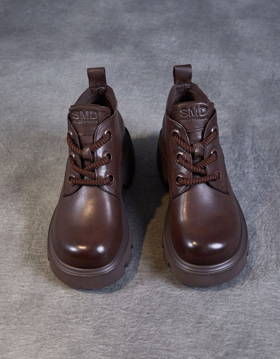 Spring Autumn Thick-Soled  Lace-Up Comfort Ankle Boots Brown Jan Shoe Collection 2026 91.70