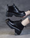Spring Autumn Thick-Soled  Lace-Up Comfort Ankle Boots Black Jan Shoe Collection 2026 91.70
