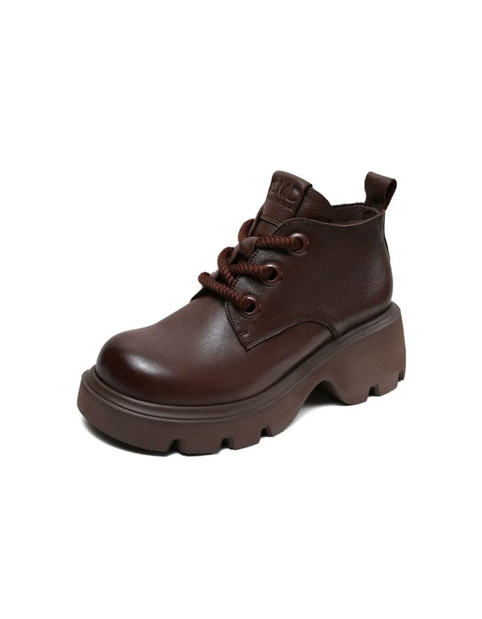 Spring Autumn Thick-Soled  Lace-Up Comfort Ankle Boots Brown Jan Shoe Collection 2026 91.70