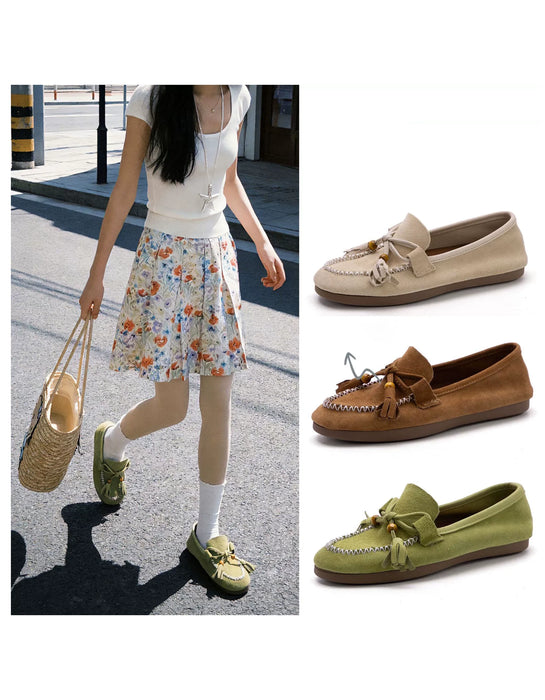 Spring Comfortable Beaded Suede Slip-on Flat Loafers Feb Shoe Collection 2026 89.80