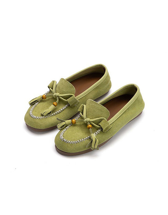 Spring Comfortable Beaded Suede Slip-on Flat Loafers Green Feb Shoe Collection 2026 89.80