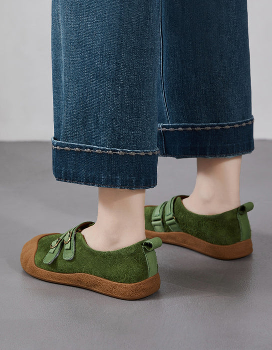 Spring Comfortable Double Strap Round Toe Suede Flats
