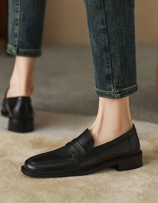 Spring Real Leather Classic Loafers for Women