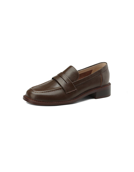 Spring Real Leather Classic Loafers for Women