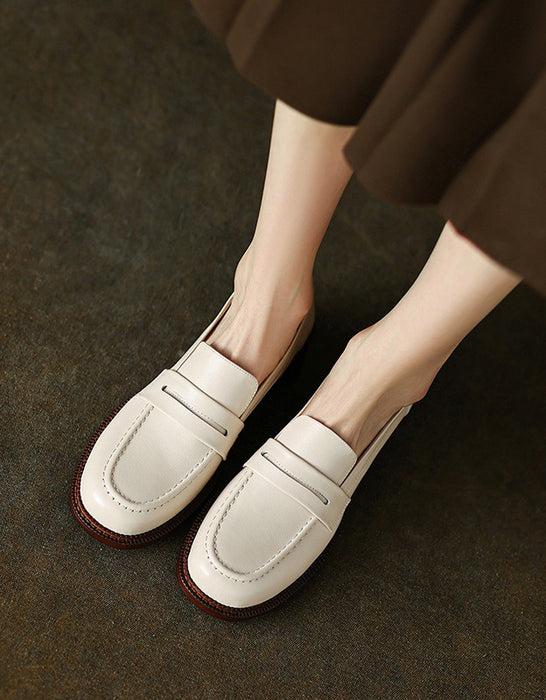 Spring Real Leather Classic Loafers for Women