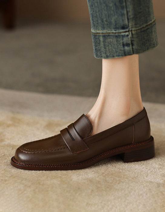 Spring Real Leather Classic Loafers for Women